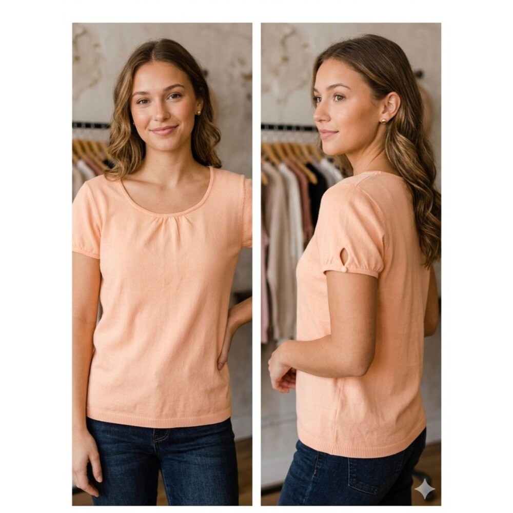 Kim Rogers Scoop Neck Tee in Peach